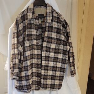 Banana Republic Black and Cream Plaid Jacket